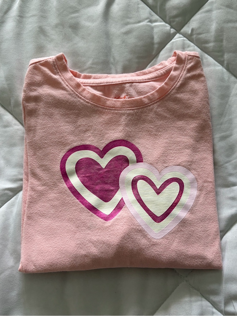 Kids Pink Heart Long Sleeve Graphic Tee
